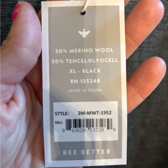 NWT Bombas Men's black Long Sleeve Shirt Merino Wool XL - Picture 4 of 5